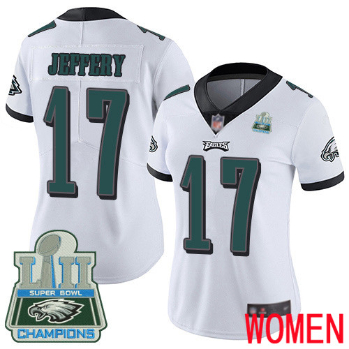 Women Philadelphia Eagles #17 Alshon Jeffery White Vapor Untouchable NFL Jersey Limited Player Super Bowl LII 100th->youth nfl jersey->Youth Jersey